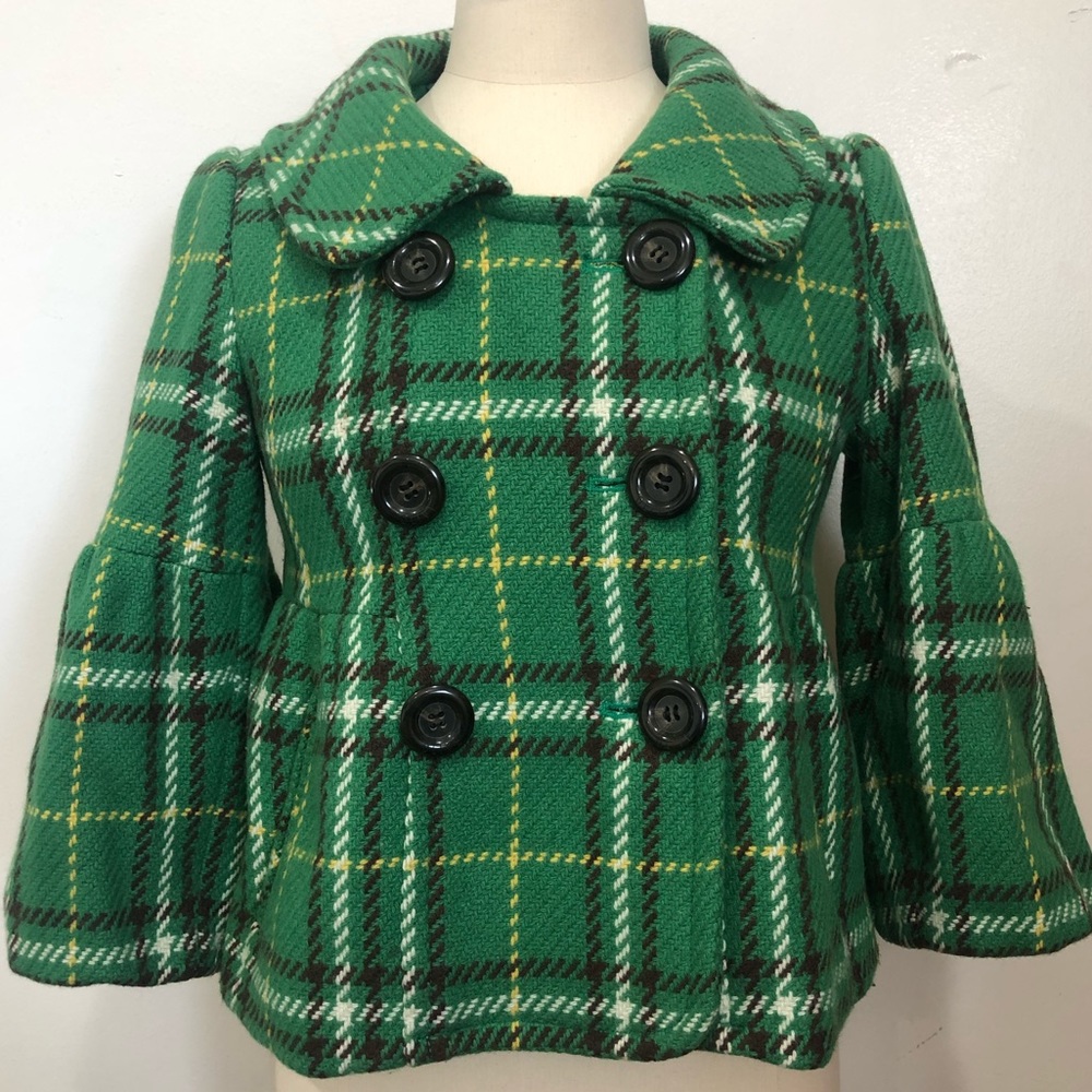 Olive des Olive Vintage Style Wool Blend Pea Coat
